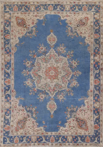 Handmade Blue Tabriz Persian Area Rug 8x11