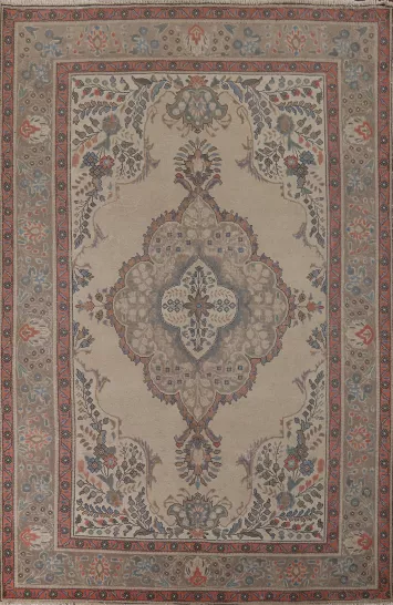 Distressed Wool Tabriz Persian Area Rug 7x10