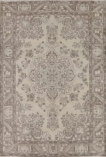 Distressed Wool Tabriz Persian Area Rug 7x10