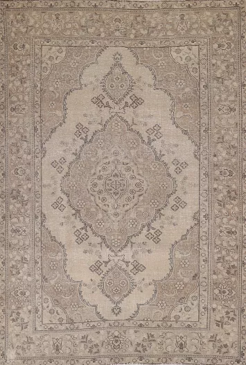Distressed Wool Tabriz Persian Area Rug 7x10