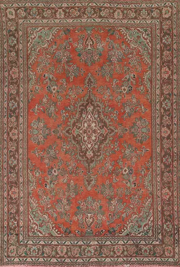 Vintage Floral Hamedan Persian Area Rug 7x10