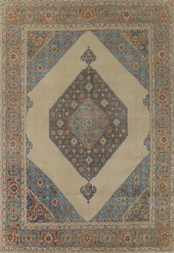 Distressed Geometric Tabriz Persian Area Rug 10x13