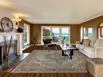 Vintage Green Tabriz Persian Area Rug 10x13