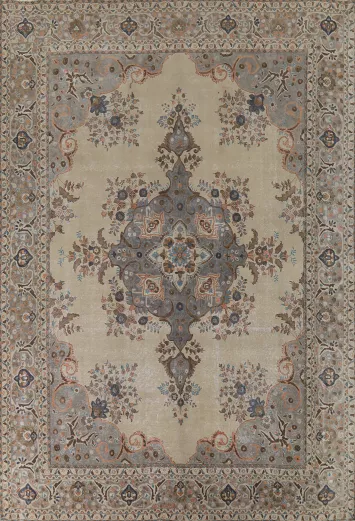 Distressed Wool Tabriz Persian Area Rug 10x13