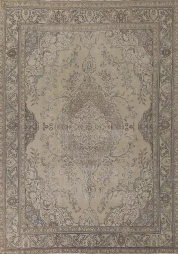Distressed Wool Tabriz Persian Area Rug 10x13