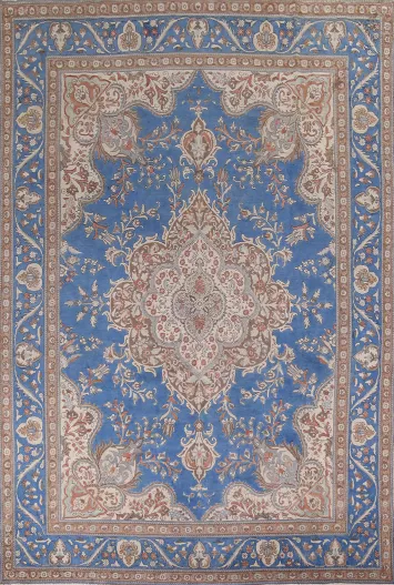 Handmade Blue Tabriz Persian Area Rug 10x13