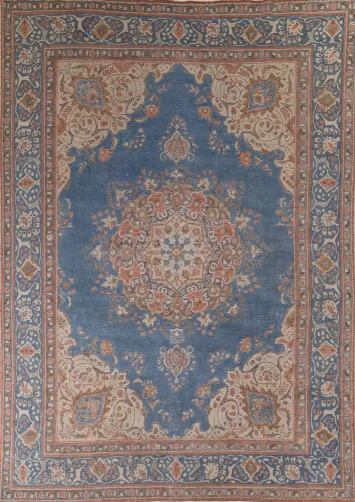 Vintage Blue Tabriz Persian Area Rug 10x12
