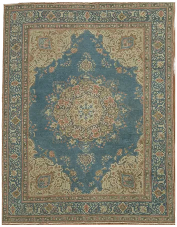 Vintage Blue Tabriz Persian Area Rug 10x12
