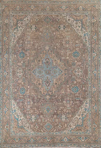 Brown Distressed Tabriz Persian Area Rug 8x11