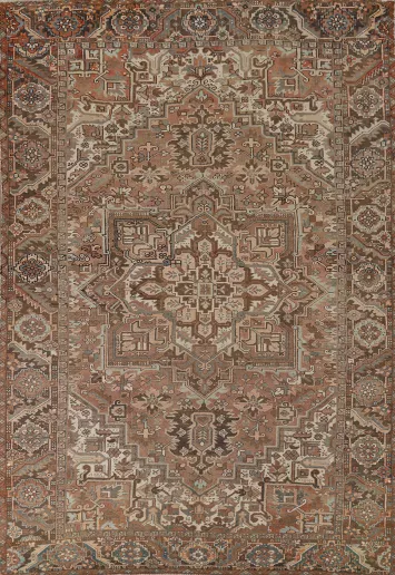 Vintage Geometric Heriz Persian Area Rug 8x11