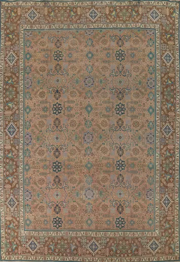All-Over Vintage Wool Tabriz Persian Area Rug 10x13