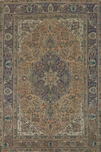 Distressed Floral Tabriz Persian Area Rug 7x10