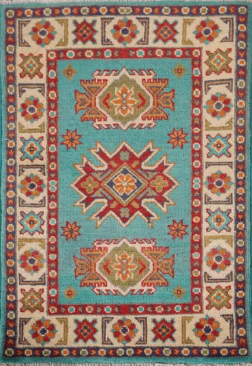 Turquoise Kazak Handmade Accent Rug 2x3