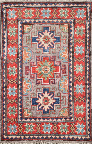 Geometric Wool Kazak Oriental Accent Rug 2x3