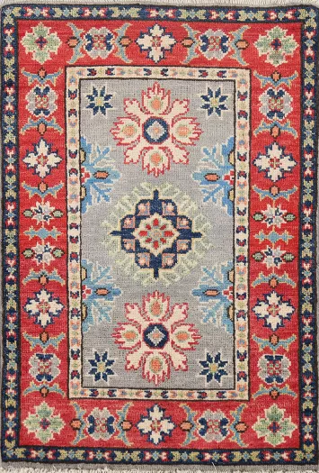 Geometric Wool Kazak Oriental Accent Rug 2x3
