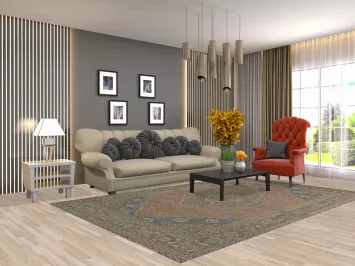 Vintage Geometric Tabriz Persian Living Room Rug 6x10