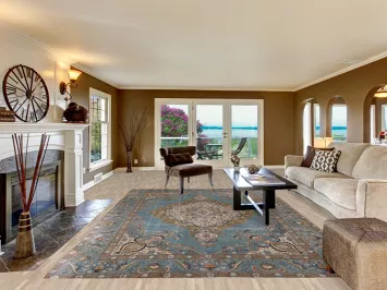 Blue Distressed Tabriz Persian Area Rug 8x13