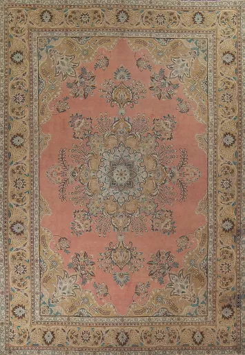 Handmade Pink Tabriz Persian Area Rug 10x13