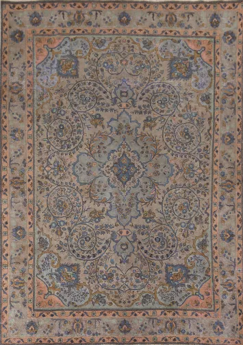 Distressed Wool Tabriz Persian Area Rug 8x11