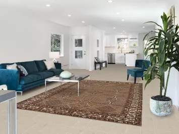 Brown Geometric Balouch Persian Living Room Rug 7x9