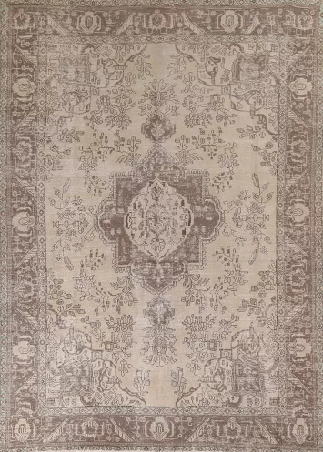 Distressed Wool Tabriz Persian Area Rug 10x12