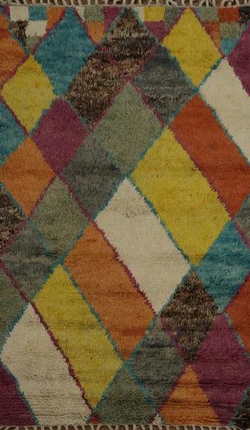 Multicolor Trellis Plush Moroccan Oriental Rug 4x6