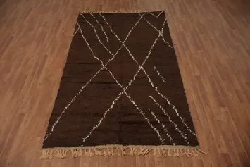 Brown Wool Moroccan Oriental Area Rug 5x9