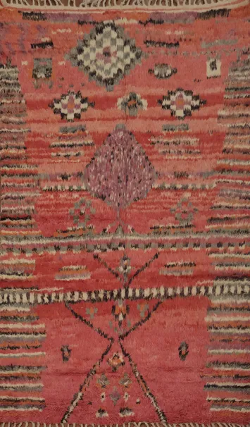 Bold Moroccan Area Rug 6x9 with Unique Ethnic Pattern Motifs