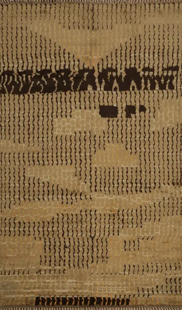 Chic Transitional Moroccan Area Rug 8x13 with Unique Artistic Patterns