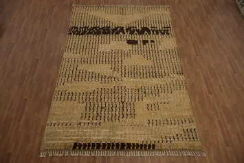 Chic Transitional Moroccan Area Rug 8x13 with Unique Artistic Patterns