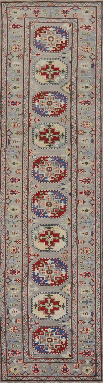 Geometric Kazak Oriental Runner Rug 3x13