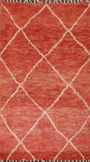 Orange Plush Trellis Moroccan Accent Rug 3x6