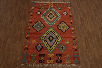 Bohemian Moroccan Area Rug 6x10 with Colorful Geometric Patterns
