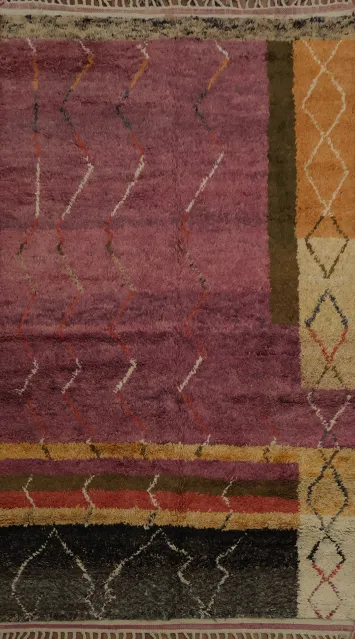 Unique Moroccan Area Rug 6x10 with Mixed Patterns and Colors