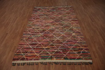 Rustic Moroccan Area Rug 6x9 with Intricate Trellis Design