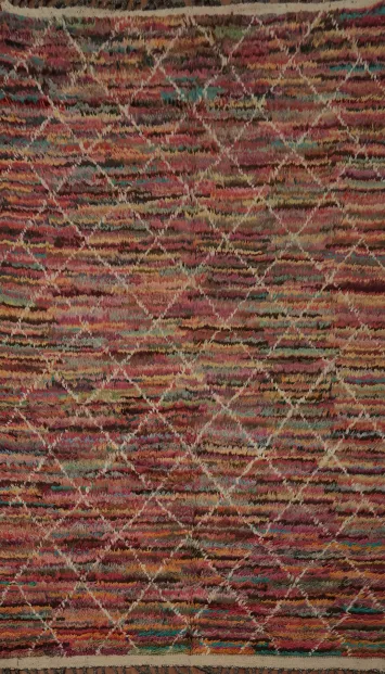 Rustic Moroccan Area Rug 6x9 with Intricate Trellis Design