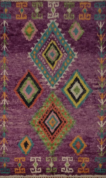 Add a Pop of Color Purple Tribal Plush Moroccan Area Rug 6x10