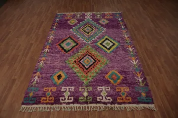 Add a Pop of Color Purple Tribal Plush Moroccan Area Rug 6x10