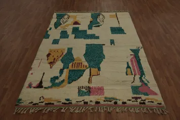 Geometric Earth Toned Moroccan Area Rug 6x10 to Enhance Cozy Spaces