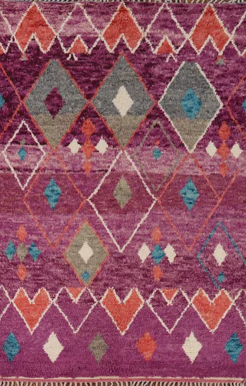 Handmade Plush Moroccan Purple Area Rug 6x9