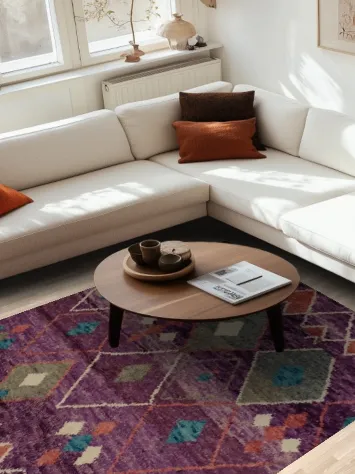 Handmade Plush Moroccan Purple Area Rug 6x9