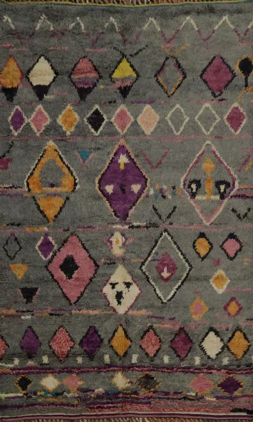 Artisan Plush Moroccan Area Rug 6x9 with Exotic Diamond Designs