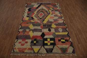 Colorful Plush Moroccan Abstract Area Rug 6x10