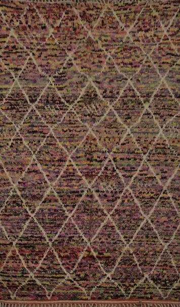 Artisan Plush Moroccan Area Rug 6x10 with Diamond Shapes and Texture