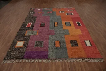 Dynamic Color Block Moroccan Area Rug 9x12 for a Stylish Home Accent