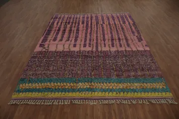 Stylish Moroccan Area Rug 8x11 with Striking Vertical Stripes Accent
