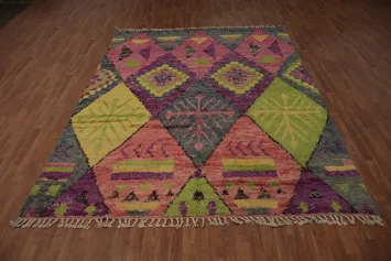 Geometric Vibrant Colors Modern Plush Moroccan Area Rug 8x11