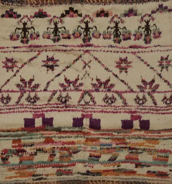 Handmade Plush Ivory Moroccan Square Rug 5x5