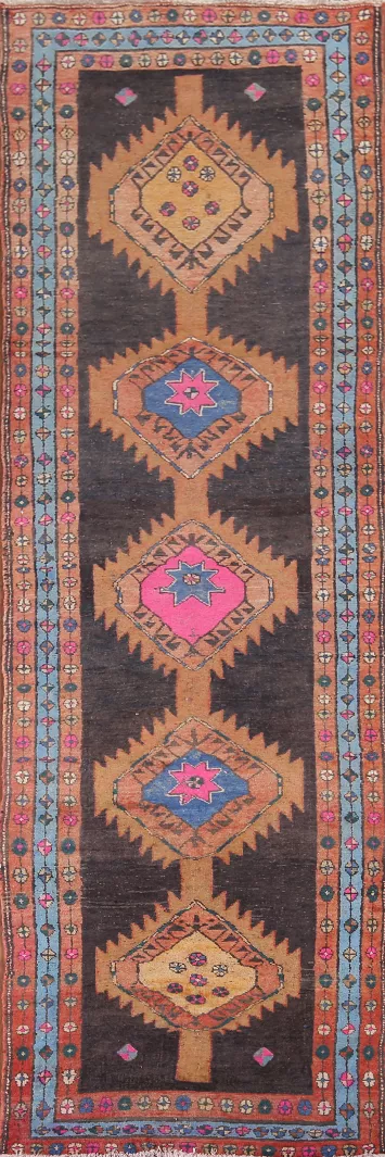 Handmade Wool Ardebil Persian Runner Rug 4x13