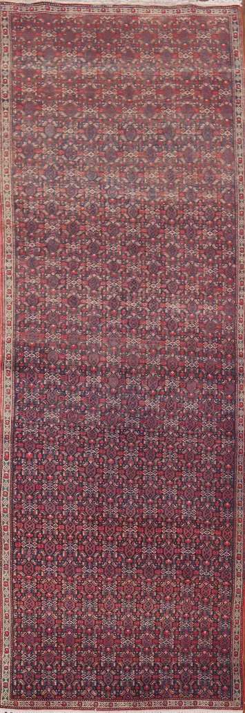 All-Over Geometric Bidjar Persian Runner Rug 4x12
